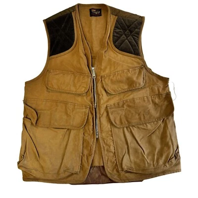 Vtg Outdoor Adventures CANVAS Water Repellent Detachable Game Pouch HUNTING Vest - Image 1 of 4