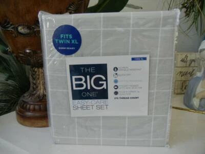 NUEVO EN PAQUETE THE BIG ONE GRIS CAJAS CUADRADAS DORMITORIO UNIVERSITARIO FÁCIL CUIDADO 3 PIEZAS JUEGO DE SÁBANAS DOBLES XL Foto 1 de 2