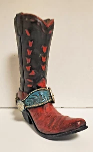 Cowboystiefel Vase/ Dekor mit Sporn und Schnalle. Schwarz und Rot. - Bild 1 von 10
