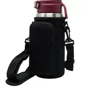 Black Neoprene Insulated Crossbody For 3.5” Tumbler W/Phone Case Brew Buddy - Picture 1 of 14
