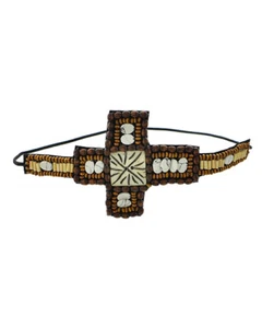New Western Style White Beaded Cross Headband - Picture 1 of 1