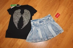 NWT GIRLS GUESS SZ 7 SKORT DENIM, SHIRT BLING - Picture 1 of 12
