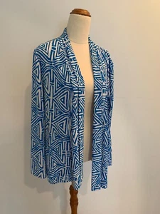 Noni B Jersey open casual jacket Blue and White Size S - Picture 1 of 8