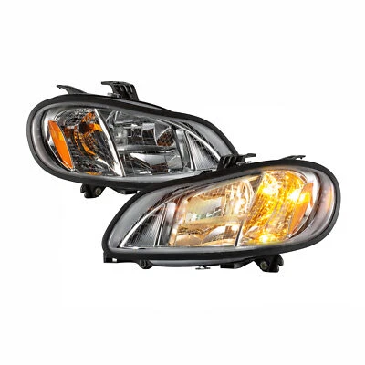 Pair Freightliner M2 2002-2018/Thomas C2 04-14 Headlamp Assembly Chrome w/ Bulb - Image 1 of 4