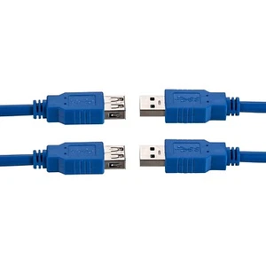 2 x 15ft USB 3.0 Extension Cable Type A Male - A Female Extender HIGH SPEED Blue - Picture 1 of 4