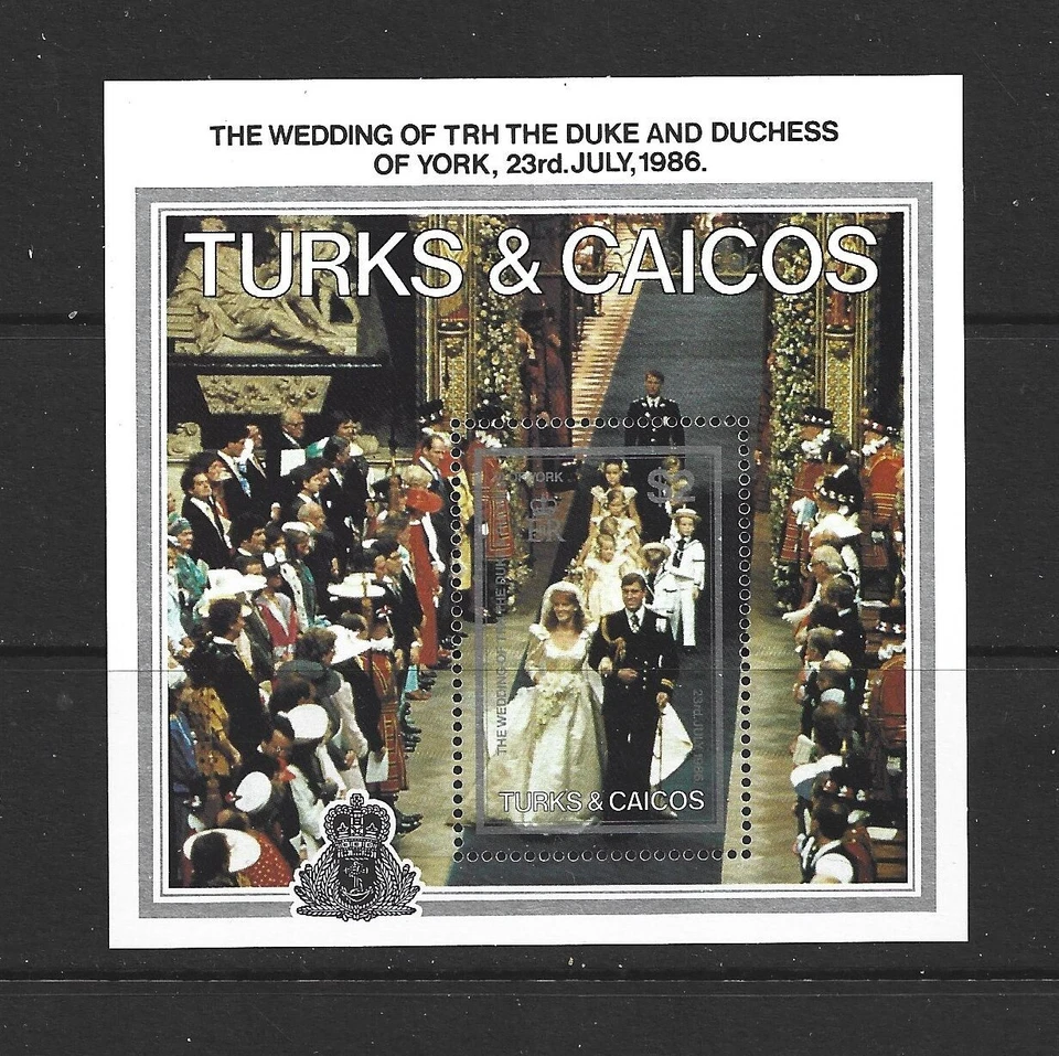 TURCOS Y CAICOS - HOJA RECUERDO PRÍNCIPE ANDREW 1986 - SCOTT 718 - MNH Foto 1 de 1