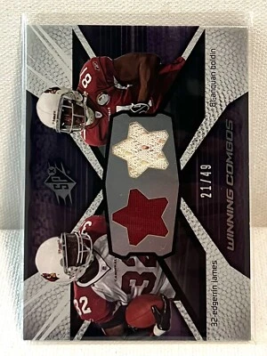 2008 SPx Winning Combos 21/49 Edgerrin James Anquan Boldin GU Dual Jerseys - Image 1 of 2