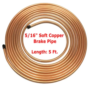 5ft Soft Copper Brake Pipe Brake Line Tubing Cold And Hot Water Copper Pipe 5/16 - Picture 1 of 1