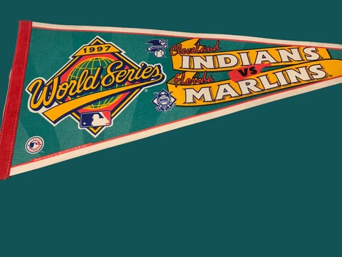 1997 Cleveland Indians vs Florida Marlins MLB World Series Felt Pennant Cover