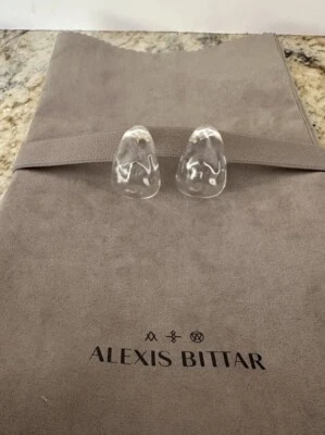 Brincos de argola 100% autênticos Alexis Bittar robusto claro Lucite - Imagem 1 de 4