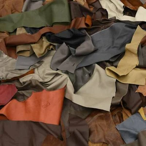 Cowhide Leather Upholstery Scrap 1 Pound Large Upcycling 3-4 oz Color Mix Pieces - Picture 1 of 5