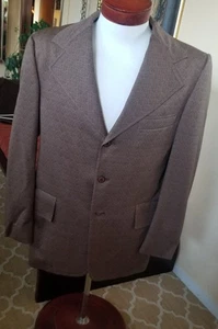 Groovy, Baby! Vintage Men's 3 Button Sportscoat 40R Brown Polyester! - Picture 1 of 5