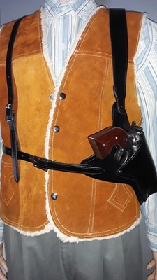 黑色皮革 Doc Holliday 单动作左轮手枪枪套装备(全新)右手 — 第 1/4 张图片