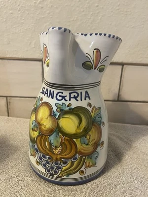 De La Cal Barreira Puente Spain Vintage Sangria Jug Spanish Hand Painted - Image 1 of 4