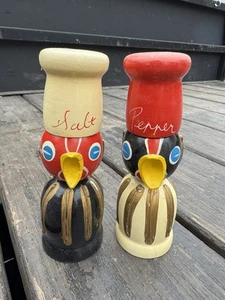 Vintage Japan Tall Wooden Chicken Salt & Pepper Shakers - Picture 1 of 4