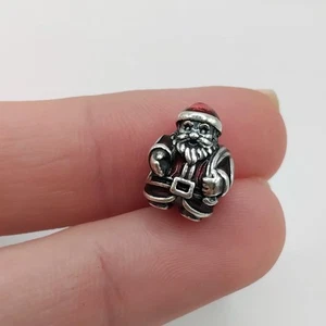 Vgc Genuine Pandora Christmas Red Enamel Santa Claus Charm ALE #286H54 - Picture 1 of 7