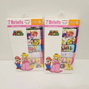 2 Sets Super MARIO GIRLS 7pack CHARACTER UNDERWEAR Princess Peach Sz 6 Cotton - Picture 1 of 4