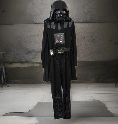 Darth Vader Halloween Costume Sz Medium 8-10 Boys Jumpsuit Mask Belt & Cape 4 Pc - Image 1 of 4
