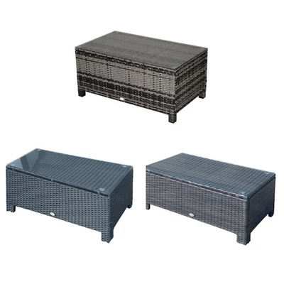 Outsunny Garten Beistelltisch Couchtisch Gartentisch Balkontisch PE-Rattan - Bild 1 von 4