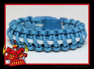 550 Paracord Bracelet - College Team Colors - Carolina Blue & White - Deluxe - Picture 1 of 1