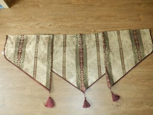 (3) Croscill Townhouse Ascot Valances Burgundy Gold Stripes 39" ea. - Picture 1 of 5