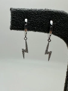 9CT WHITE GOLD HOOP DIAMOND EARRINGS 0.11CT GG426 - Picture 1 of 11