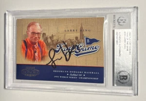 LARRY KING SIGNED 2004 PLAYOFF HONORS FANS OF THE GAME BECKETT AUTO AUTOGRAPH - Picture 1 of 2
