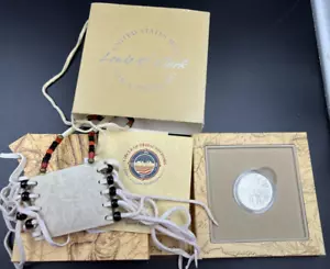 2004 Lewis & Clark Coin Handmade Pouch Set Proof Silver Dollar Set OGP - Picture 1 of 10