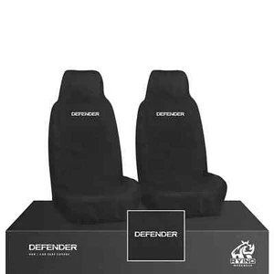 EMBROIDERED LAND ROVER DEFENDER 90, 110 FRONT SEAT COVERS 2x DURABLE WATERPROOF - Picture 1 of 2