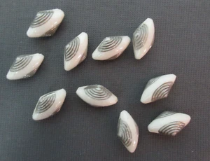 10 White & Silver Glass Buttons - Elongated Triangle - 3/4" wide - 146  158 - Picture 1 of 5