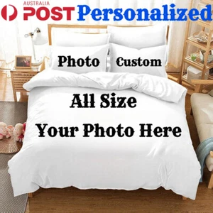 Photo Custom Quilt Duvet Cover Set Personalized Bedding Soft Pillowcase All Size - Picture 1 of 9
