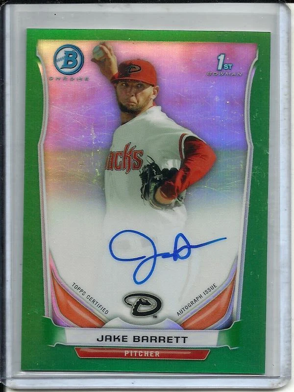Jake Barrett 2014 Bowman Chrome Green Refractor Autograph #41/75 - Image 1 of 1