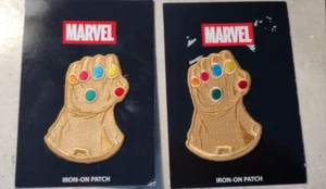 NEW Gold Gauntlet Avengers Embroidered iron on patch quantity 2 Gems - Picture 1 of 2