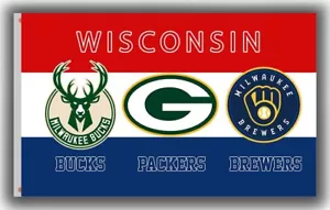 Wisconsin Milwaukee, Green Bay Winner Flag 90x150cm 3x5ft  Fan Best Banner - Picture 1 of 6