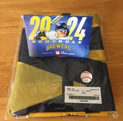 Milwaukee Brewers Miller Lite Beer Flag Wisconsin Brick Banner & 2024 Schedule - Image 1 of 4