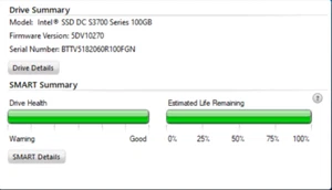 Intel SSD DC S3700 Series SSDSC2BA100G3 100GB 2.5in Drive Life Remaining 100% - Afbeelding 1 van 3