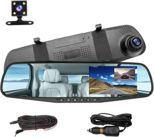 Mirror Dash Cam for Car, 4.3" Backup Smart Rearview Mirror Camera, Waterproof HD - Picture 1 of 12
