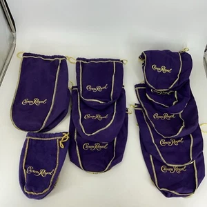 Crown Royal Purple Lot of 10 Draw String Bags 1 Felt, Various - Picture 1 of 14