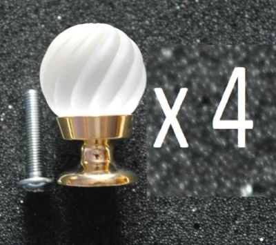4 Opaque Swirl Glass gold effect door drawer cabinet knobs handles knob handle - Image 1 of 3