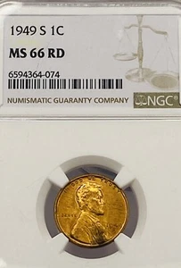 *SALE* 1949-S Lincoln Wheat ONE CENT **MS 66 RD**NGC* Great Look/Great Year/RD - Picture 1 of 8