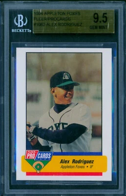 1994 Fleer ProCards ALEX RODRIGUEZ Appleton Foxes #1063 RC SP Gem Mint BGS 9.5 - Image 1 of 2