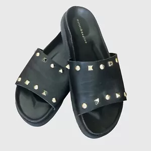 Mercer & Madison Womens Sandals Black Studded Slides Size 7.5 Casual Summer - Picture 1 of 7