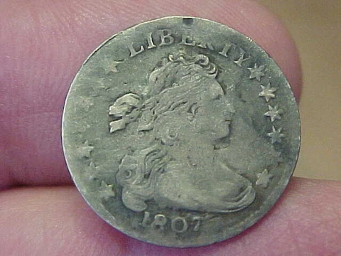 SCARCE 1807 DRAPED BUST DIME FULL RIM DATE LIBERTY SHIELD RARE EARLY TYPE TONED Cover
