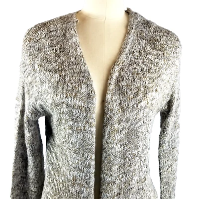 Merona Duster Tan Open Front Large Boho Hippie Open Knit - Image 1 of 4