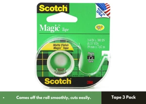 3 ROLLOS Scotch Magic Tape 3105 3/4" x 300" Total 900" UN PAQUETE DE 3 - Imagen 1 de 2