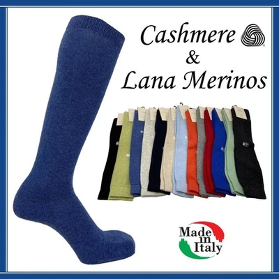 1 Paio Calze Lunghe Uomo in CASHMERE Lana Termiche Calzini Calzettoni Cachemire - Immagine 1 di 4