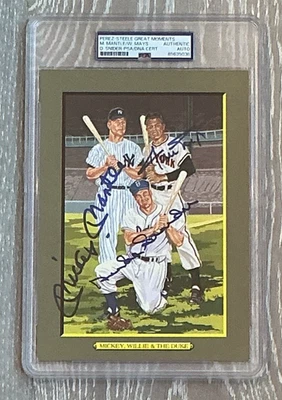 Mickey Mantle Willie Mays Duke Snider Signed Auto Perez Steele Great Moments PSA - Image 1 of 3