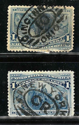 Sc #230 Cincinnati & NY Oval Town Fancy Cancel 1 Cent Columbian 1893 US 93B32 - Image 1 of 3