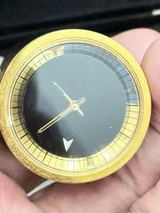 Vintage Black Polished Stone Clock, Weighted Desk Clock, Mid Century Modern  - Picture 1 of 5