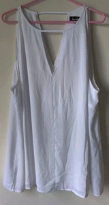 Top donna Sam Edelman senza maniche collo alto bianco taglia 2X nuovo con etichetta vestibilità ampia fluida - Foto 1 di 5